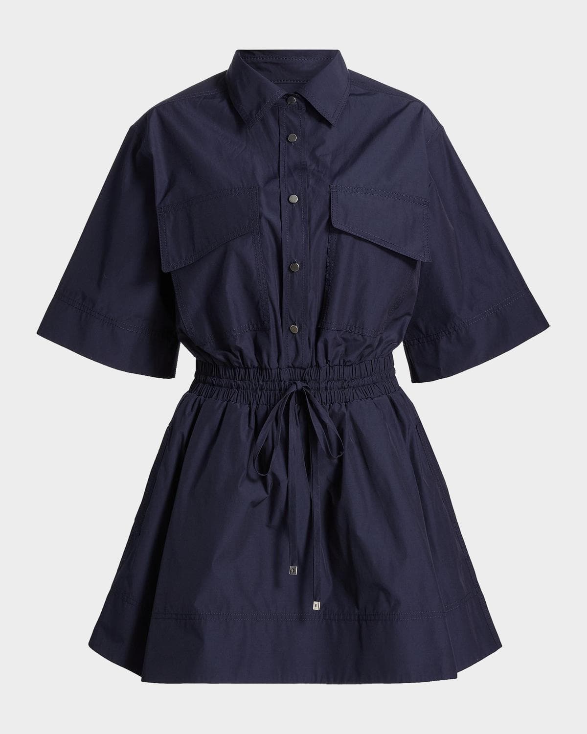 Derek Lam 10 Crosby Sabrina Cotton-Poplin Drawstring Mini Dress · X-SMALL