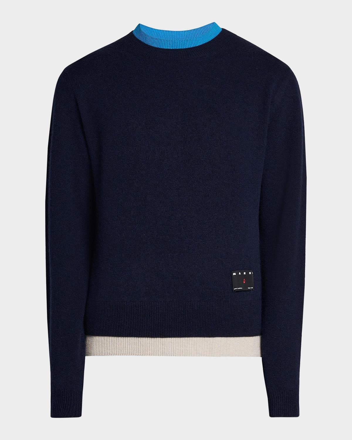 Marni Men's Contrast Trim Cashmere Crewneck Sweater