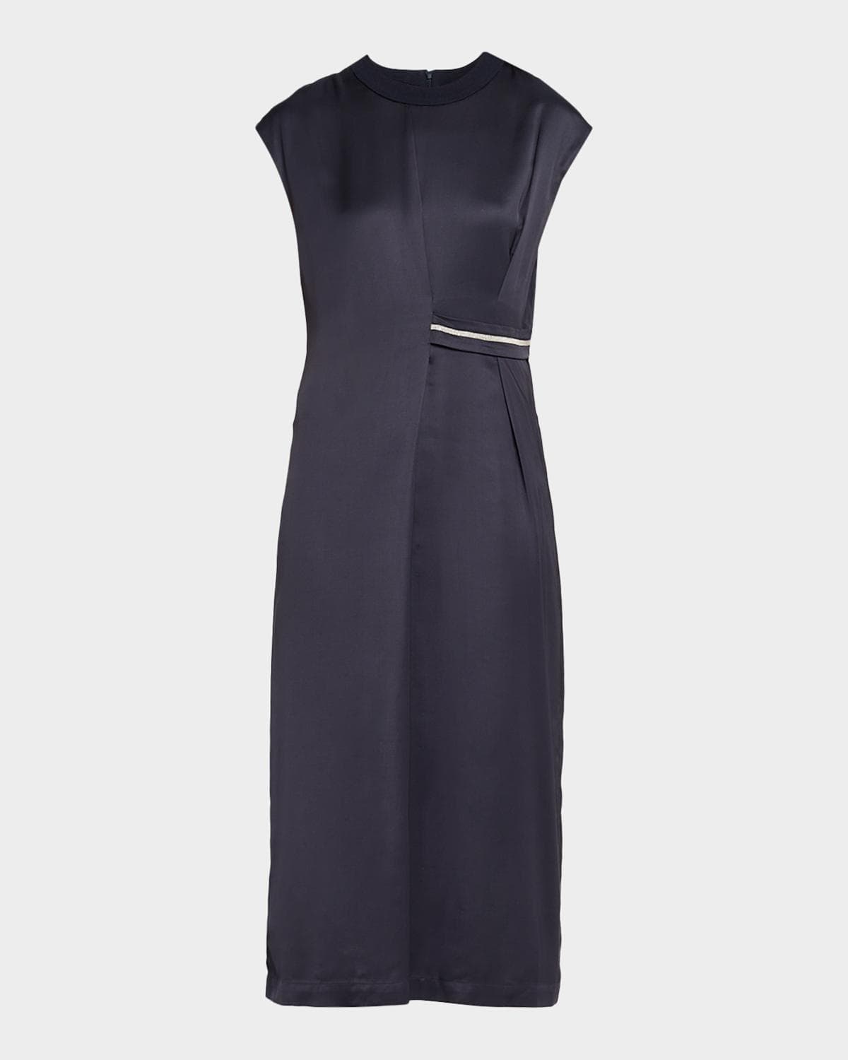 Peserico Gathered Cap-Sleeve Midi Dress