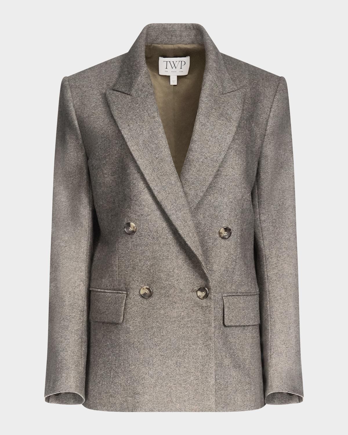TWP Harper Double-Breasted Herringbone Blazer