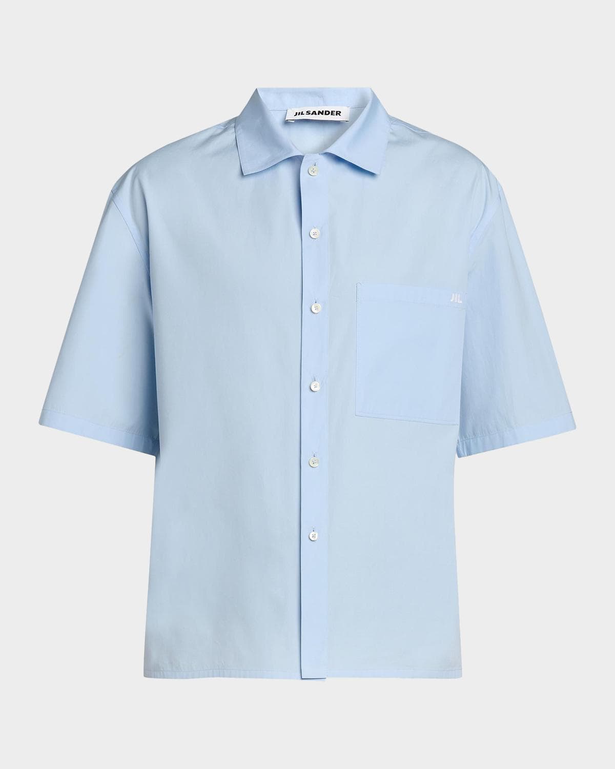 Jil Sander Logo-Embroidered Cotton Poplin Shirt