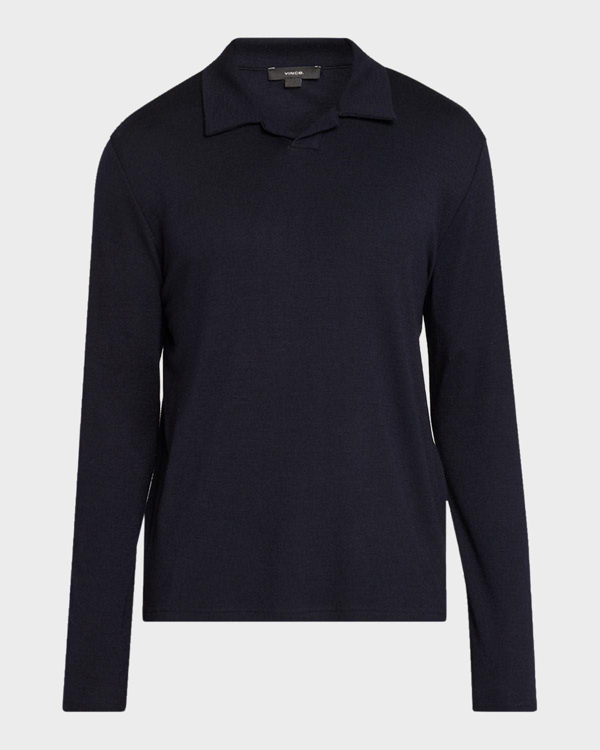 Vince Men's Wool Interlock Long-Sleeve Polo Shirt