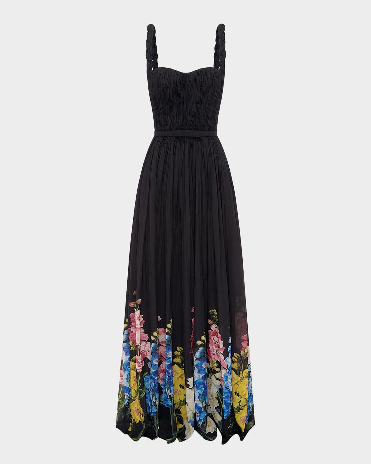 LEO LIN Angelina Ruched Floral-Print Maxi Dress