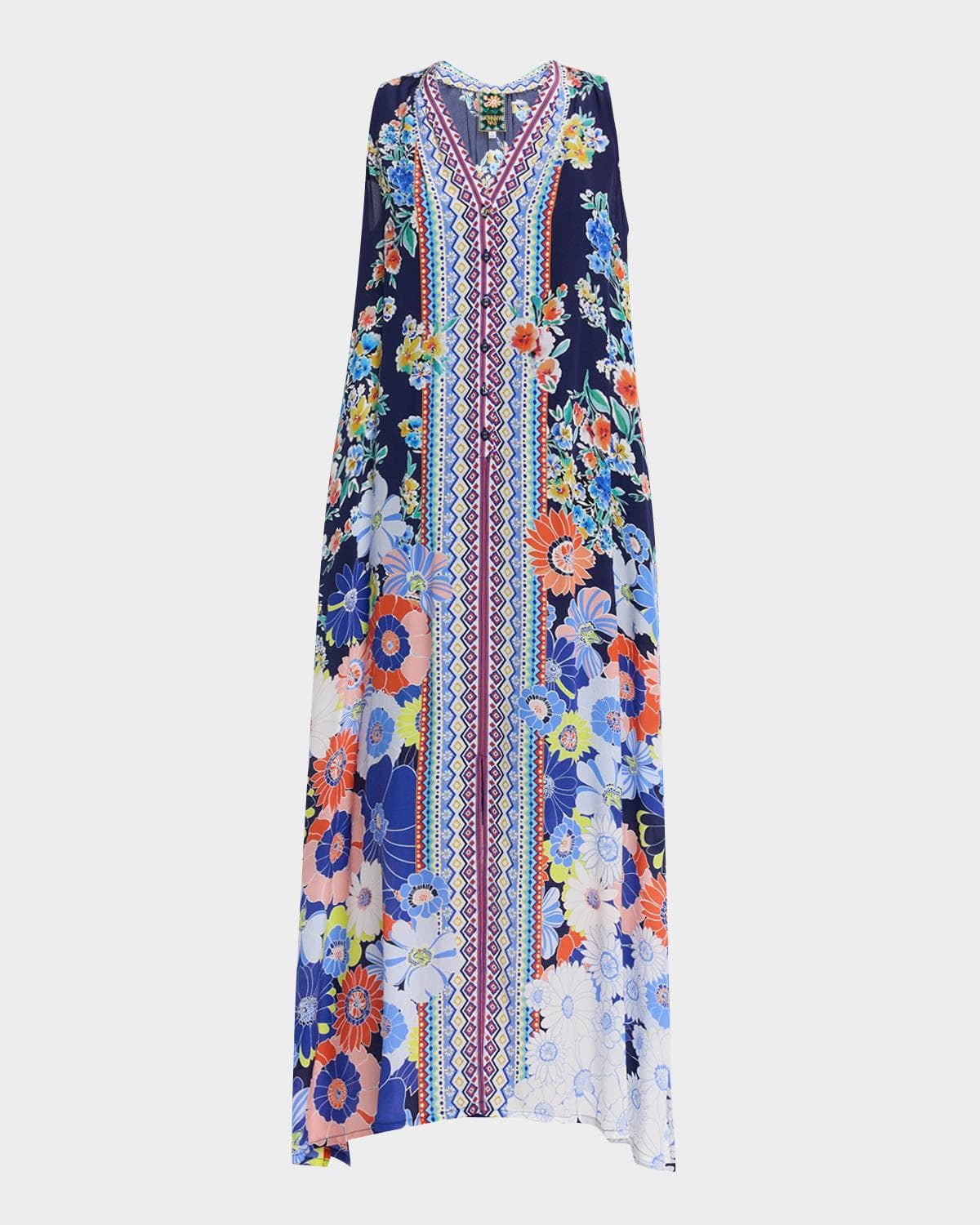 Johnny Was Banksia Floral-Print Silk Maxi Dress