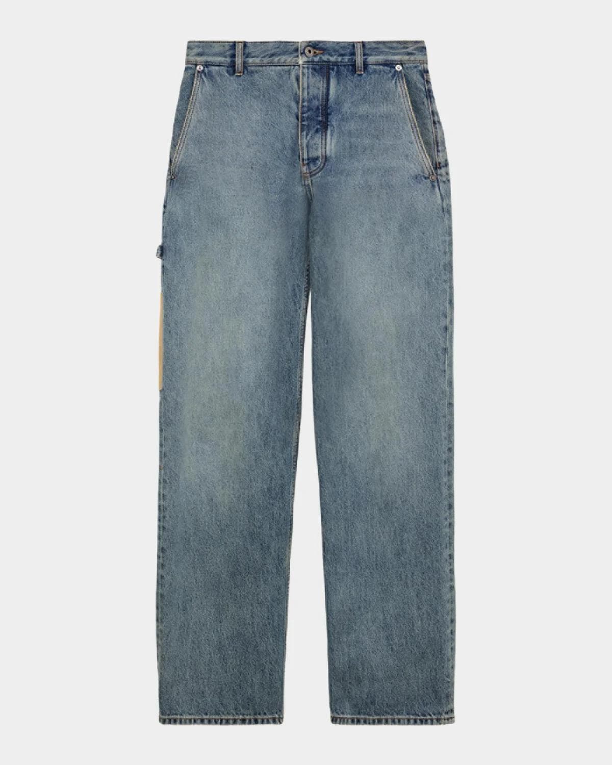LOEWE Men's Leather-Patch Straight-Leg Jeans