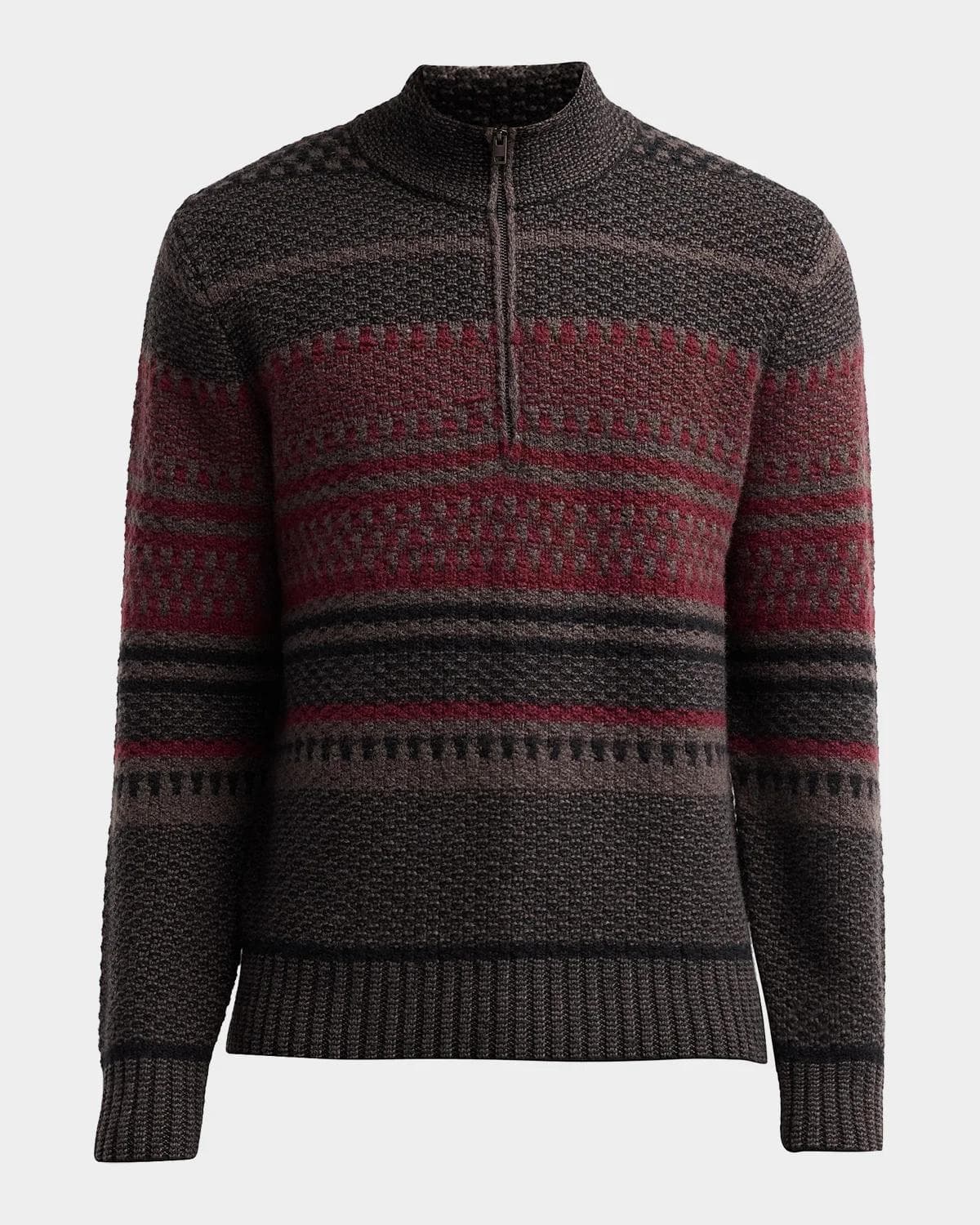 Vince Men's Variegated Stripe Jacquard Half-Zip Sweater