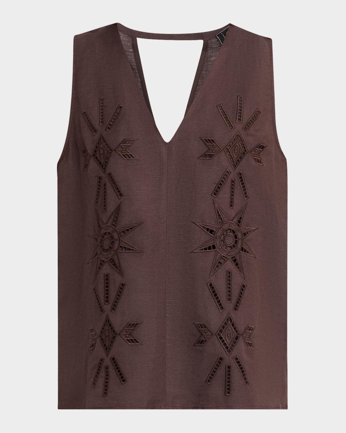 Johnny Was Talsi Sleeveless Eyelet-Embroidered Blouse