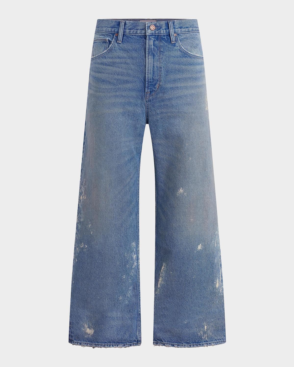 Hudson Men's Luca Splatter Denim Wide-Leg Jeans