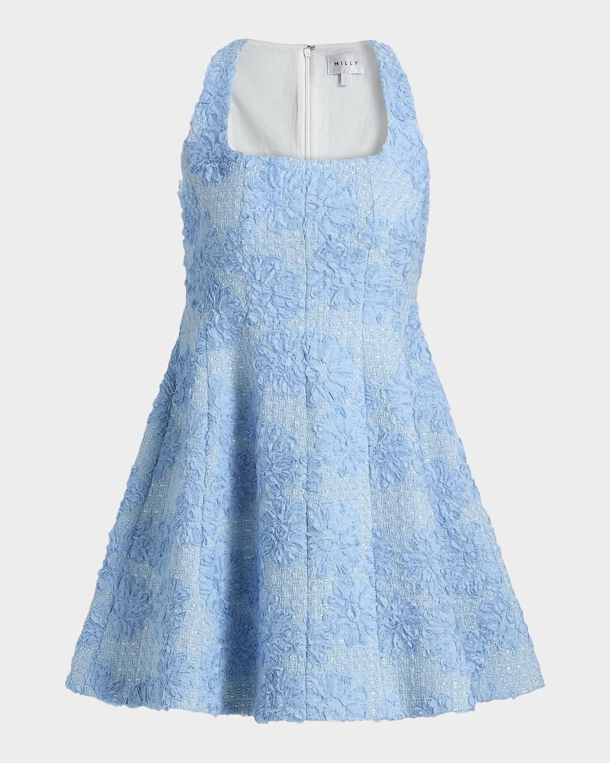 Milly Minna Flower Appliqué Tweed A-Line Mini Dress