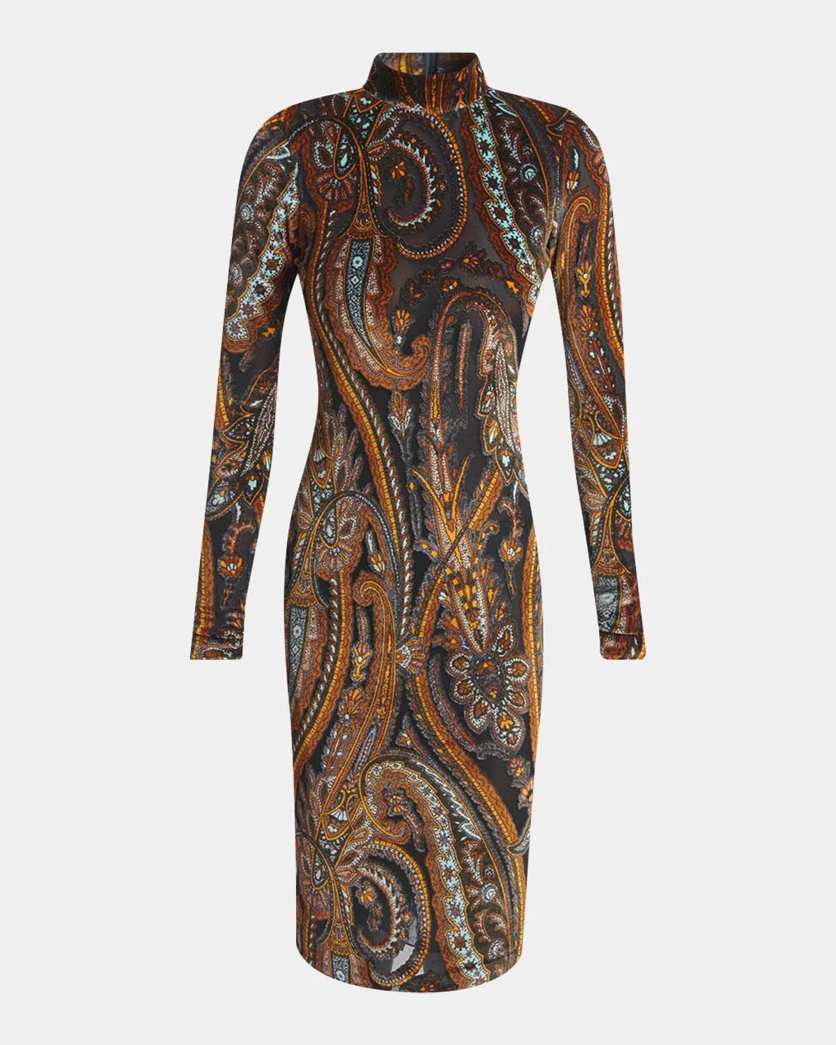 Etro Paisley Mock-Neck Knee-Length Dress