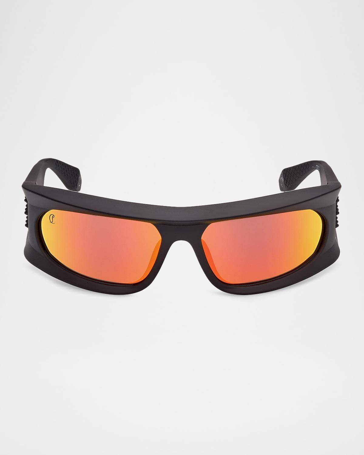 Christian Louboutin Men's Temple-Spikes Acetate Rectangle Sunglasses