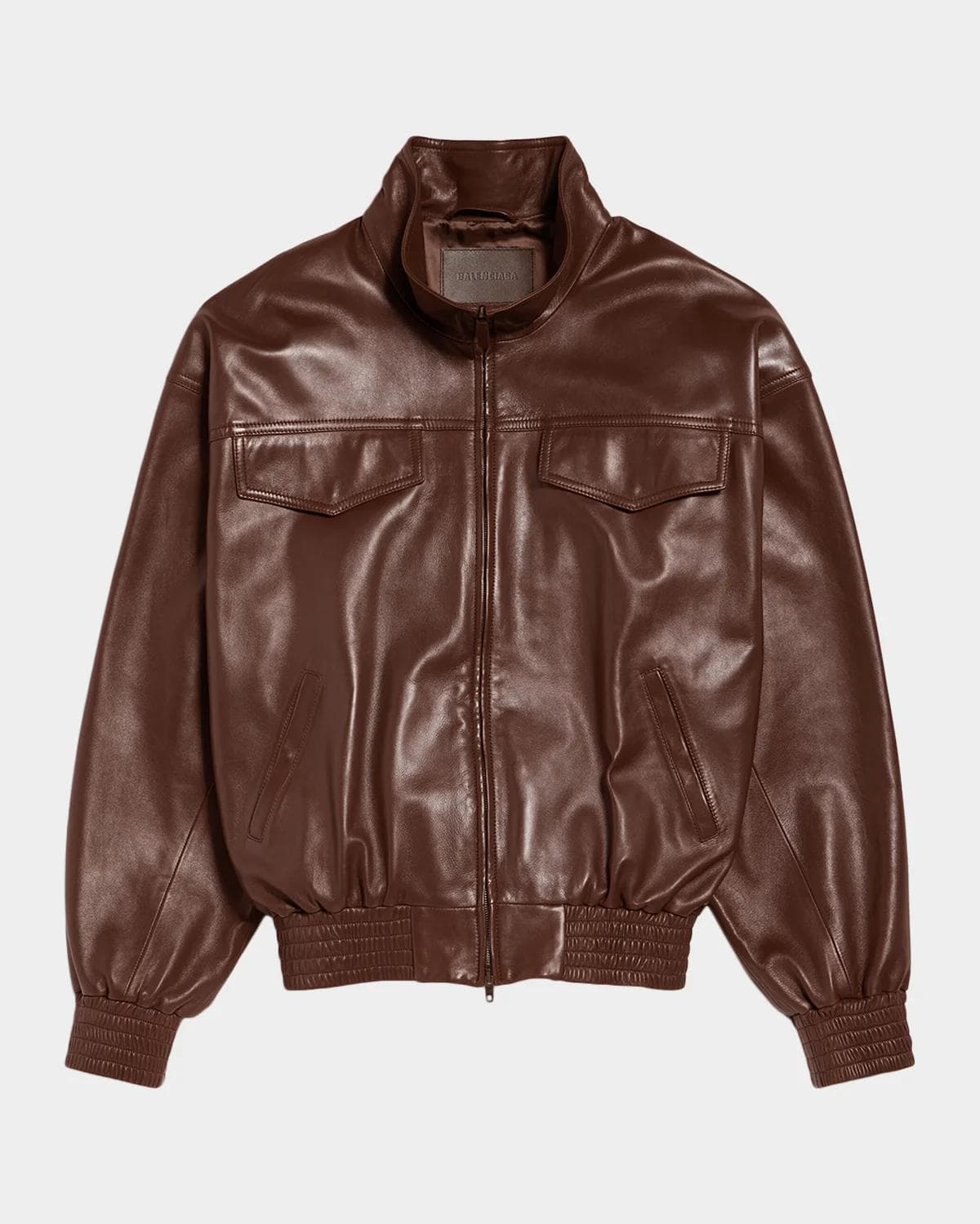 Balenciaga Men's Smooth Leather Oversized Bomber Jacket