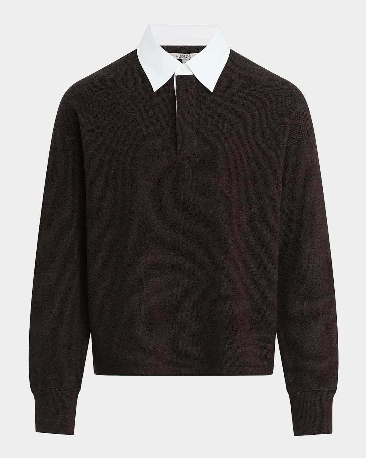 Hudson Men's Contrast Cotton-Cashmere Long-Sleeve Polo Shirt