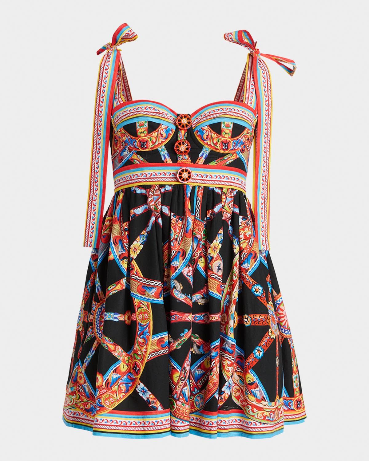 Dolce & Gabbana Carretto-Print Bustier Mini Day Dress