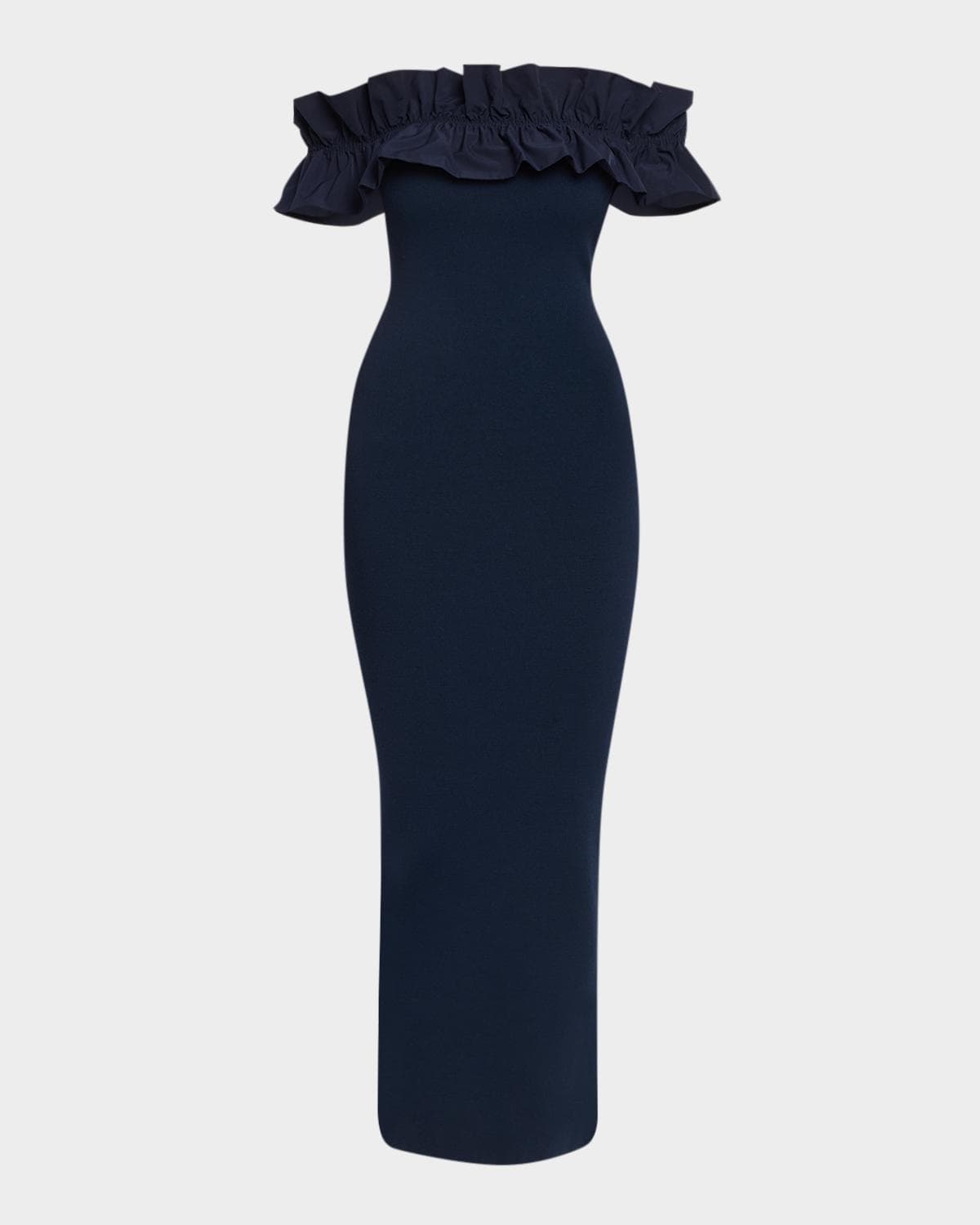 Essentiel Antwerp Ruffled Off-The-Shoulder Knit Midi Dress