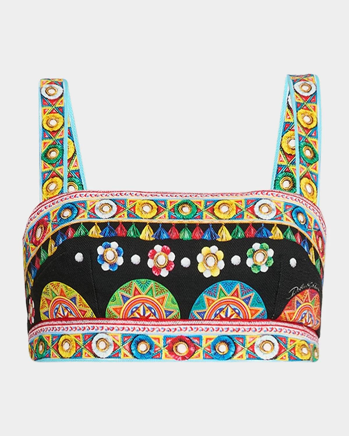 Dolce & Gabbana Geometric Stretch-Cotton Crop Top