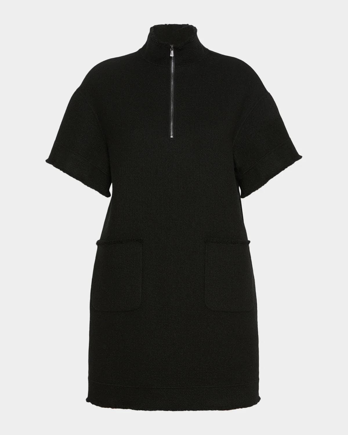 Max Mara Short-Sleeve Wool Zip Mini Dress