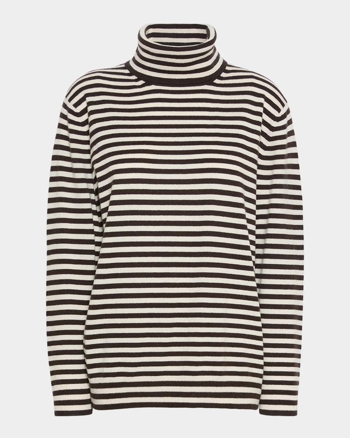 Max Mara Striped Wool-Cashmere Turtleneck Sweater