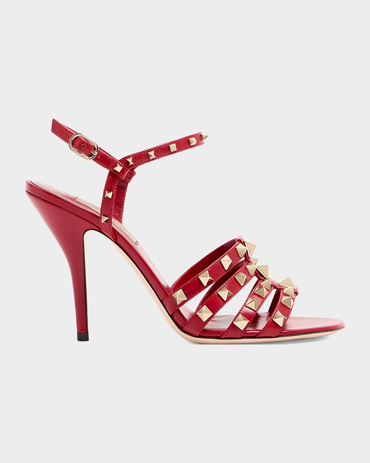 Valentino Garavani 100mm Rockstud Leather Ankle-Strap Sandals