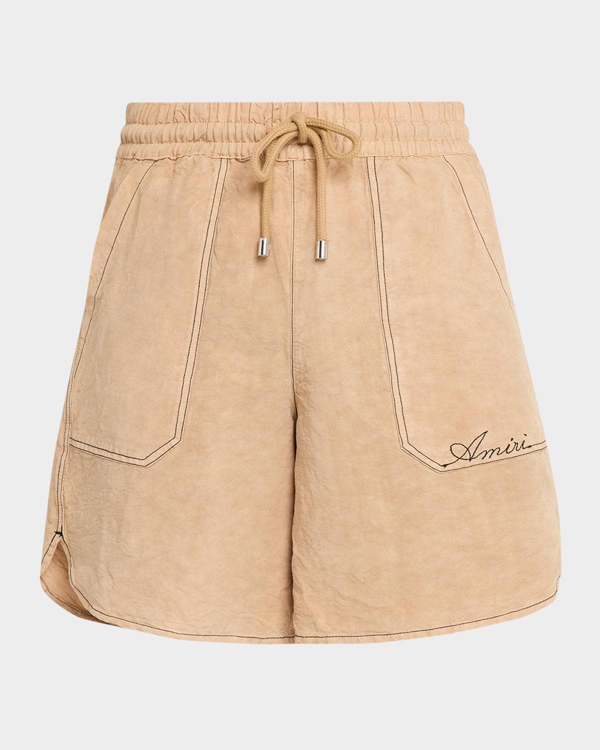 Amiri Men's Linen Script Drawstring Shorts