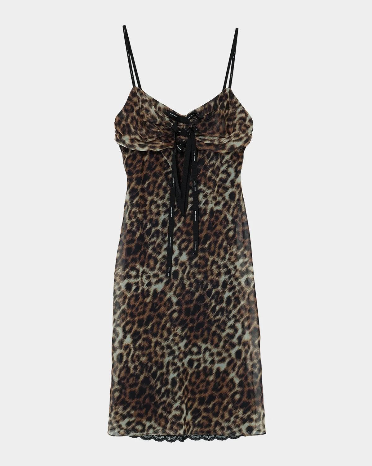 Marc Jacobs Leopard-Print Logo Bow Mini Slip Dress