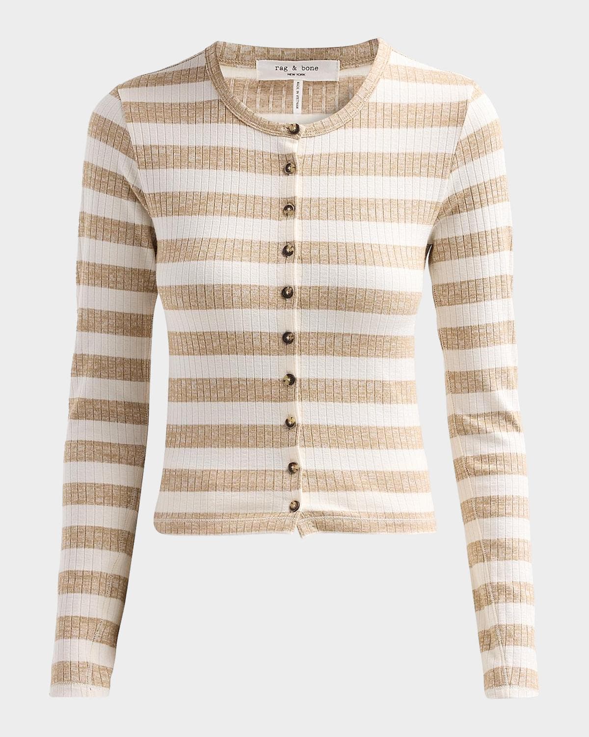 rag & bone Striped Rib-Knit Cardigan