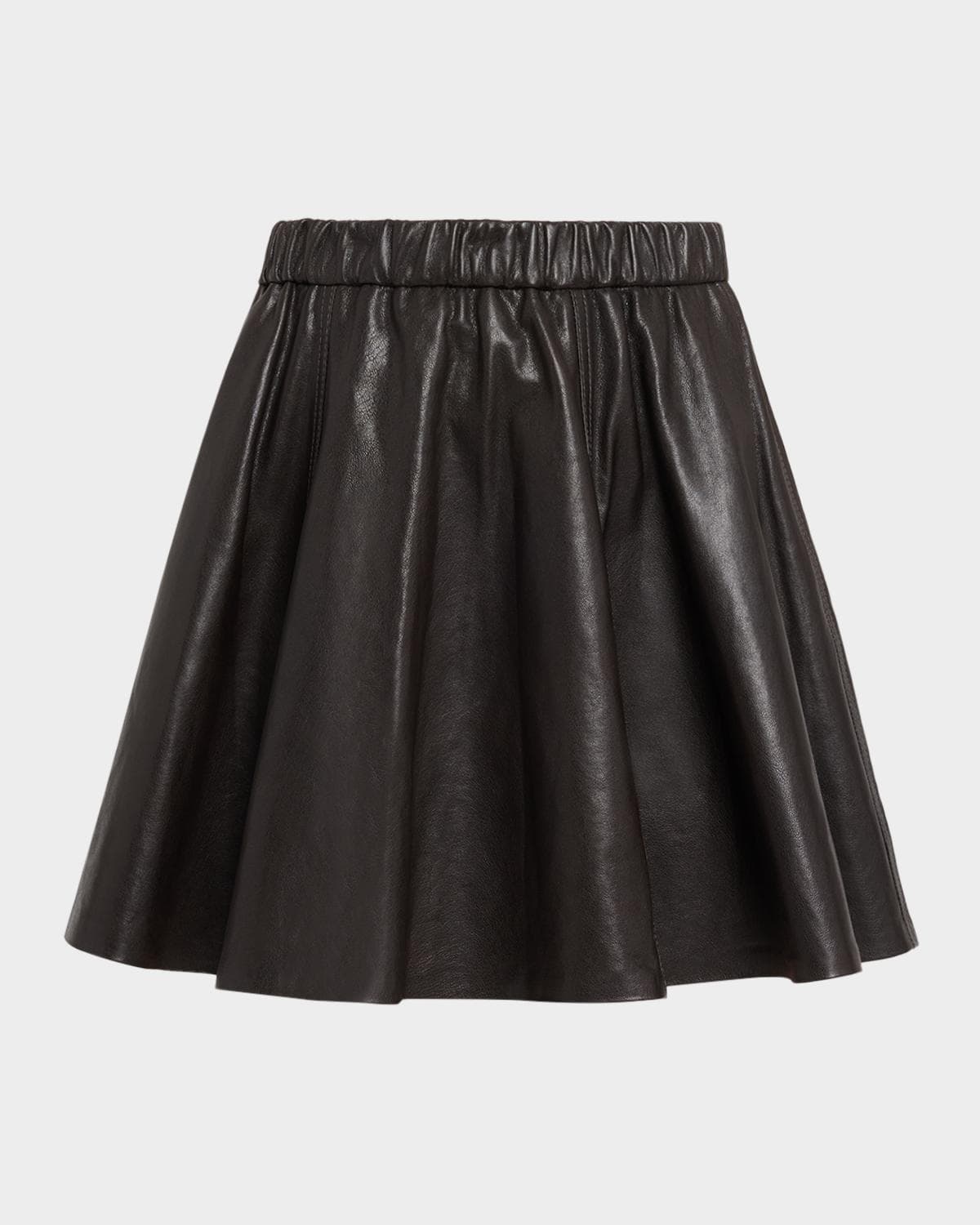 Brunello Cucinelli Leather Flared Mini Skirt
