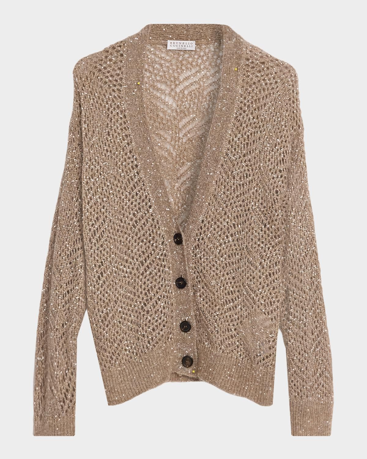 Brunello Cucinelli Sequined Mesh-Knit Cardigan