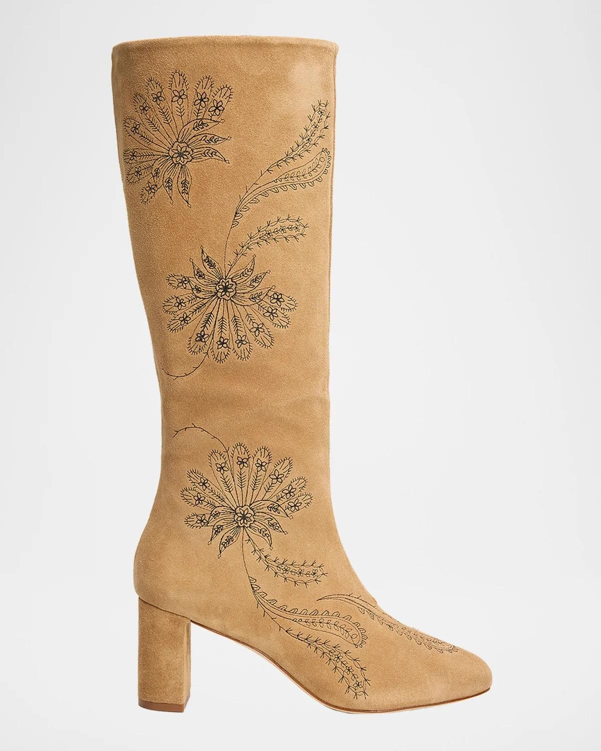 Cinq à Sept 70mm Dani Embroidered Suede Knee-High Boots