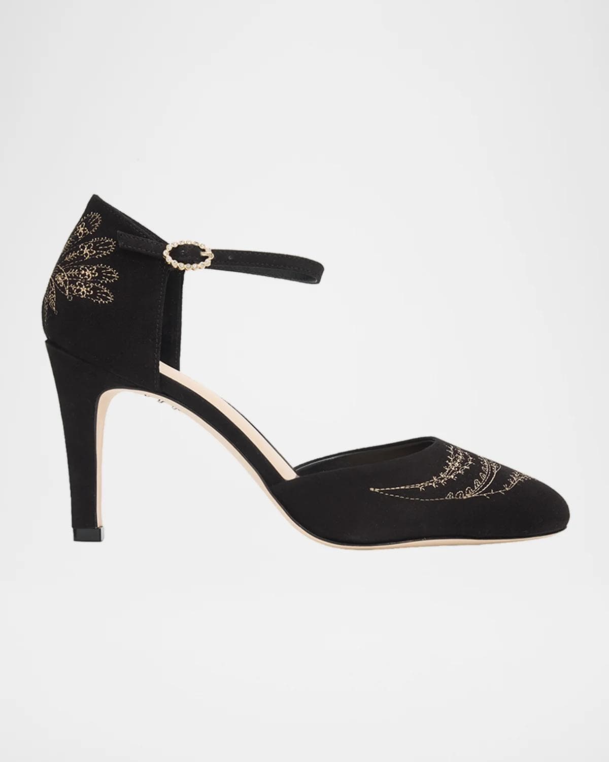 Cinq à Sept Mariana 80MM Embroidered Suede Pumps