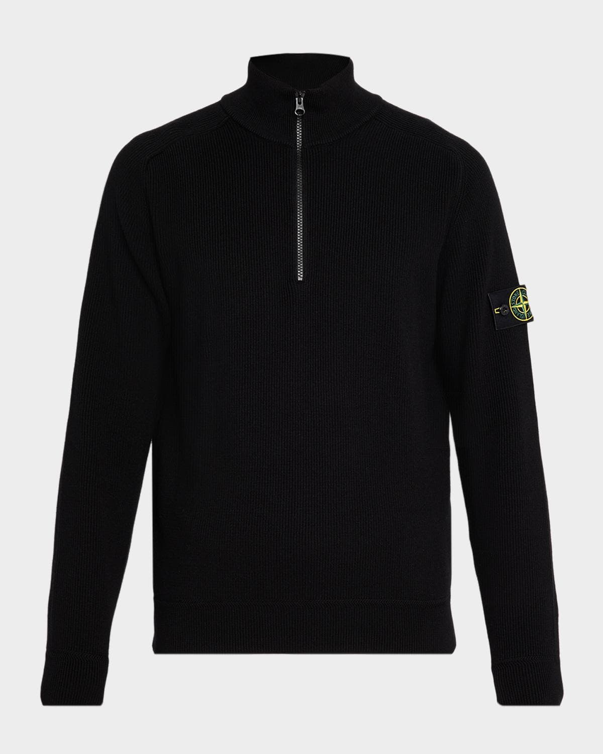 Stone Island Men's Cotton Rib Compass Quarter-Zip Sweater