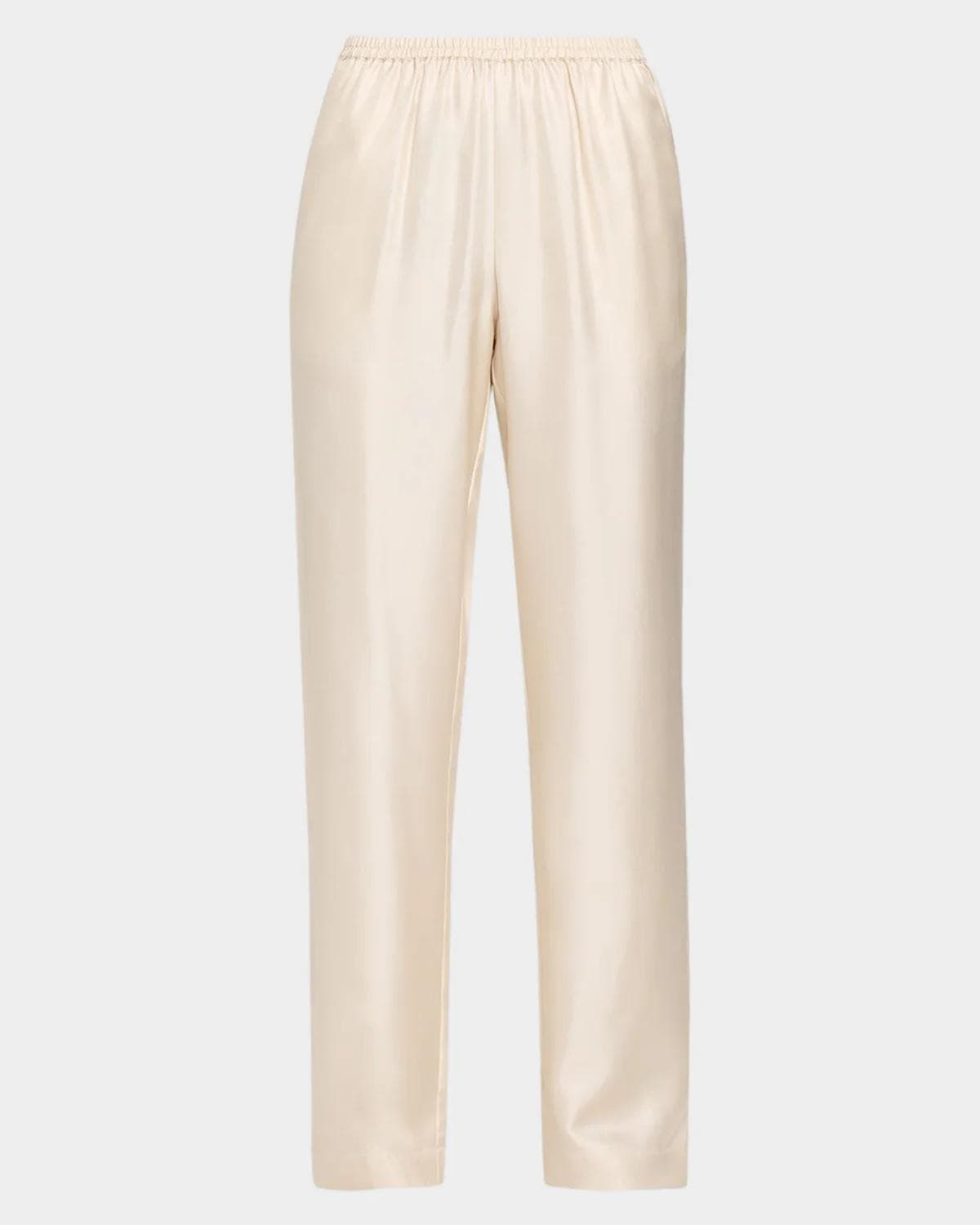 Loulou De Saison Alera Silk Straight-Leg Pull-On Pants