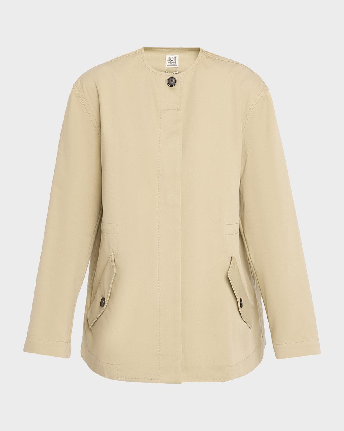 Toteme Single-Breasted Cotton Twill Collarless Jacket