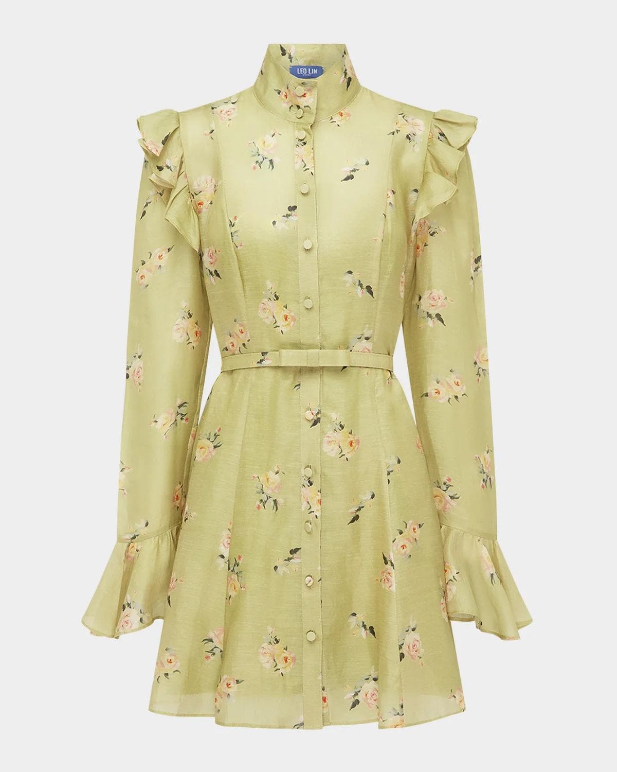 LEO LIN Kristy Ruffle-Trim Floral Mini Dress