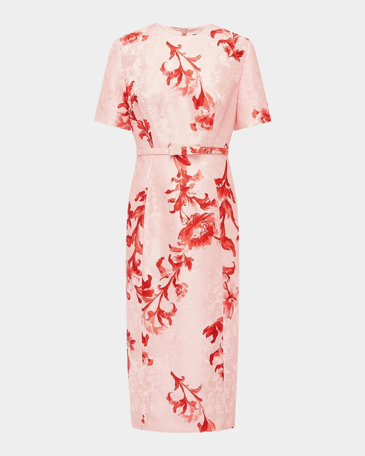 LEO LIN Elizabeth Belted Floral Jacquard Midi Dress