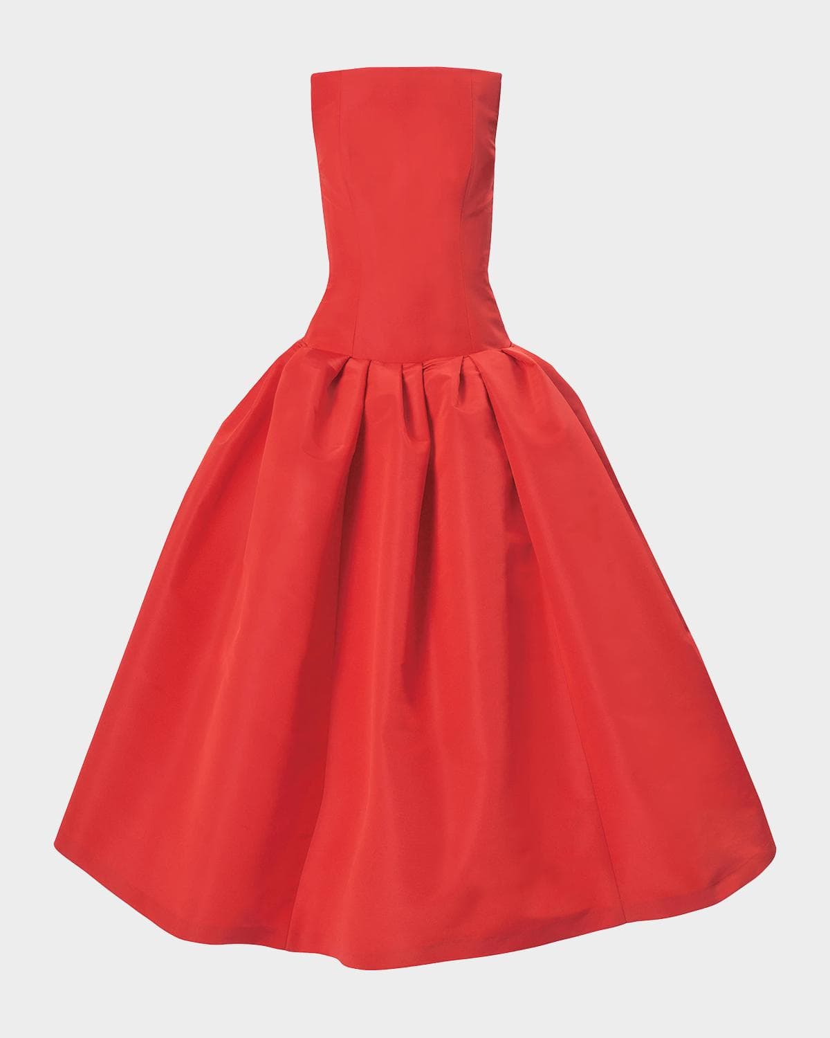 Carolina Herrera Strapless Drop-Waist Flared Silk Midi Dress
