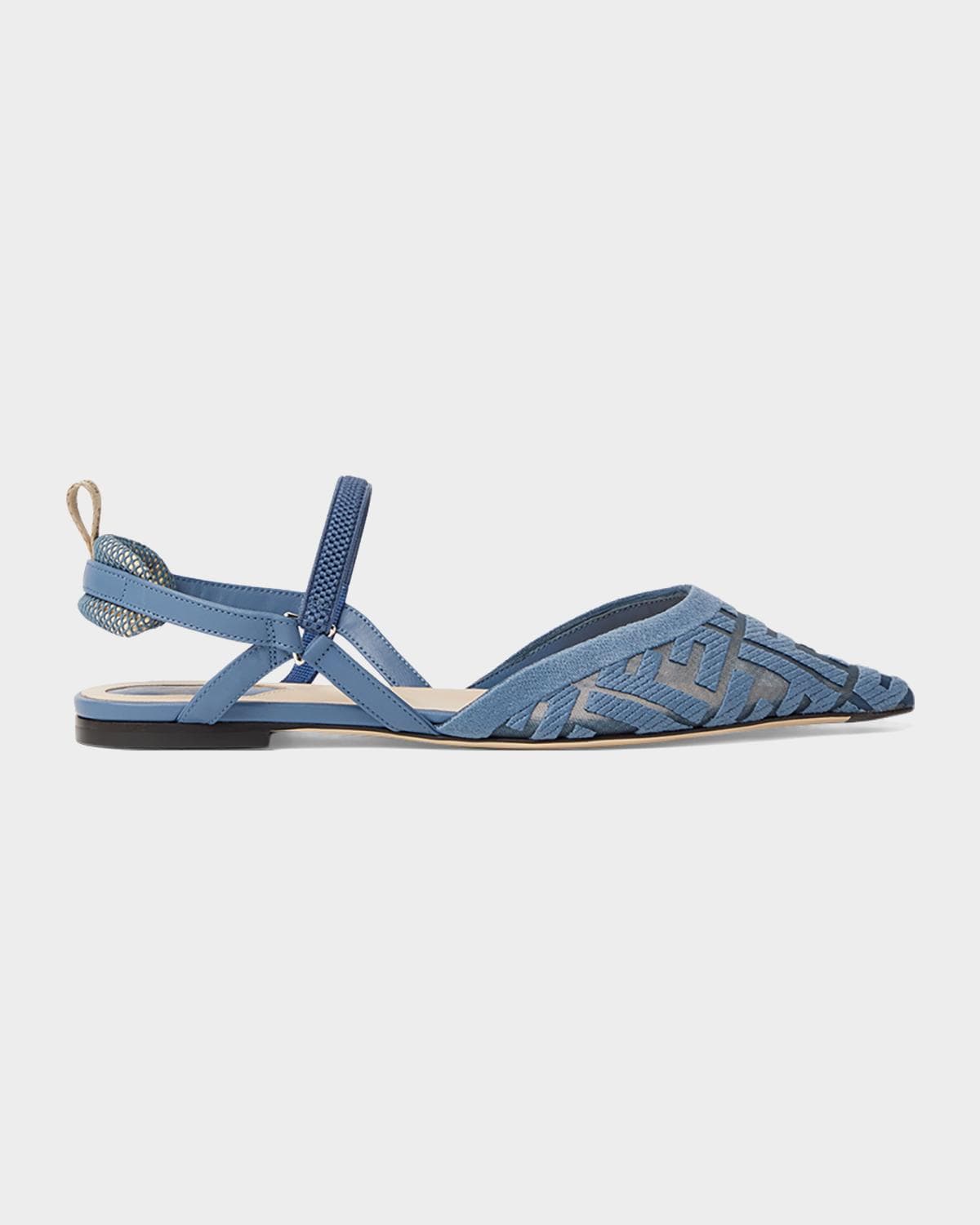 Fendi Colibri Lite FF Monogram Mesh Slingback Flats