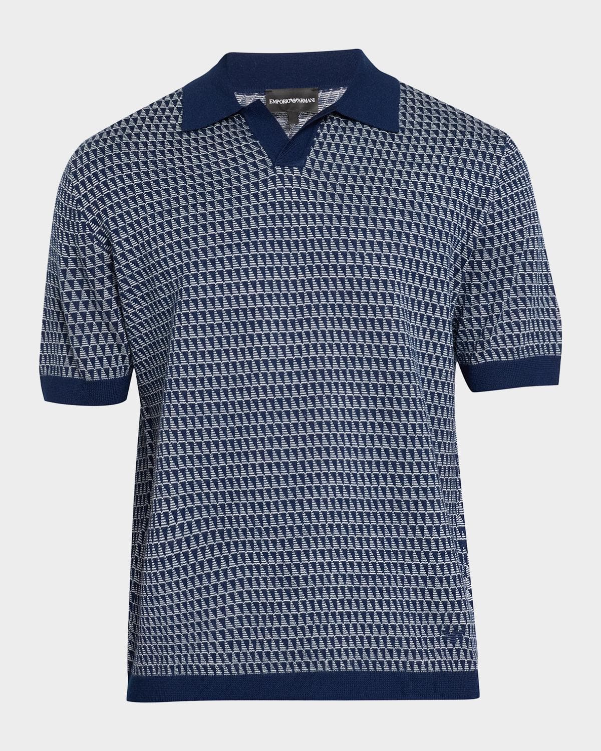 Emporio Armani Men's Contrast Triangle Jacquard Short-Sleeve Sweater