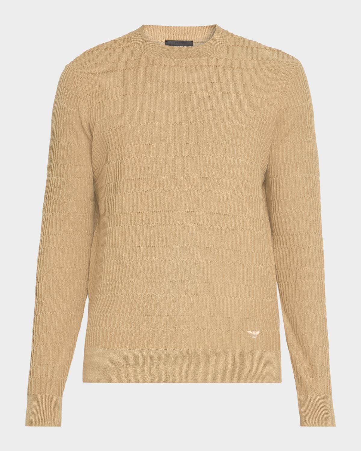 Emporio Armani Men's Wool Bar-Stitched Crewneck Sweater