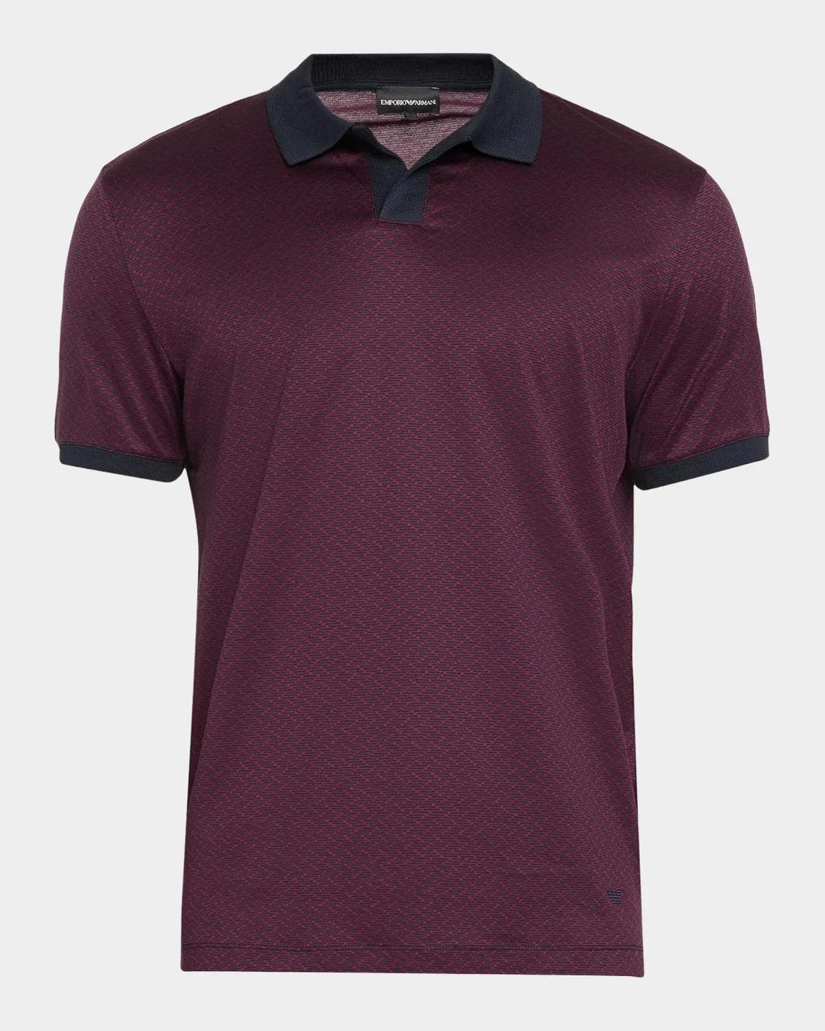Emporio Armani Men's Zigzag Lyocell and Cotton Polo Shirt