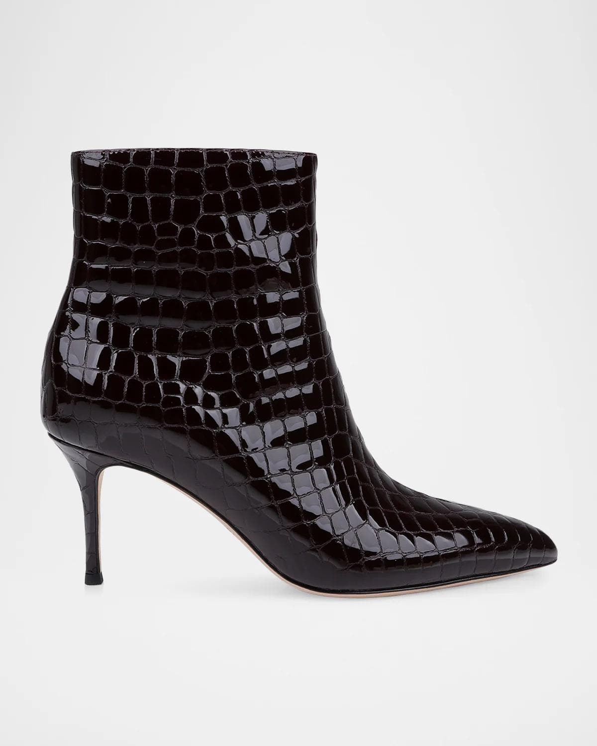 L 'AGENCE 75mm Houston II Croc-Embossed Patent Leather Ankle Booties