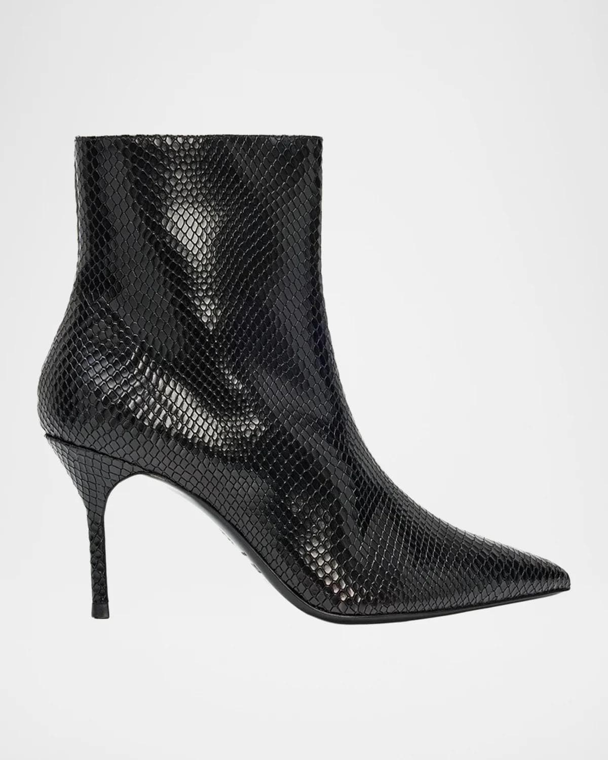 STAUD Sebastian Snake-Embossed Leather Ankle Boots