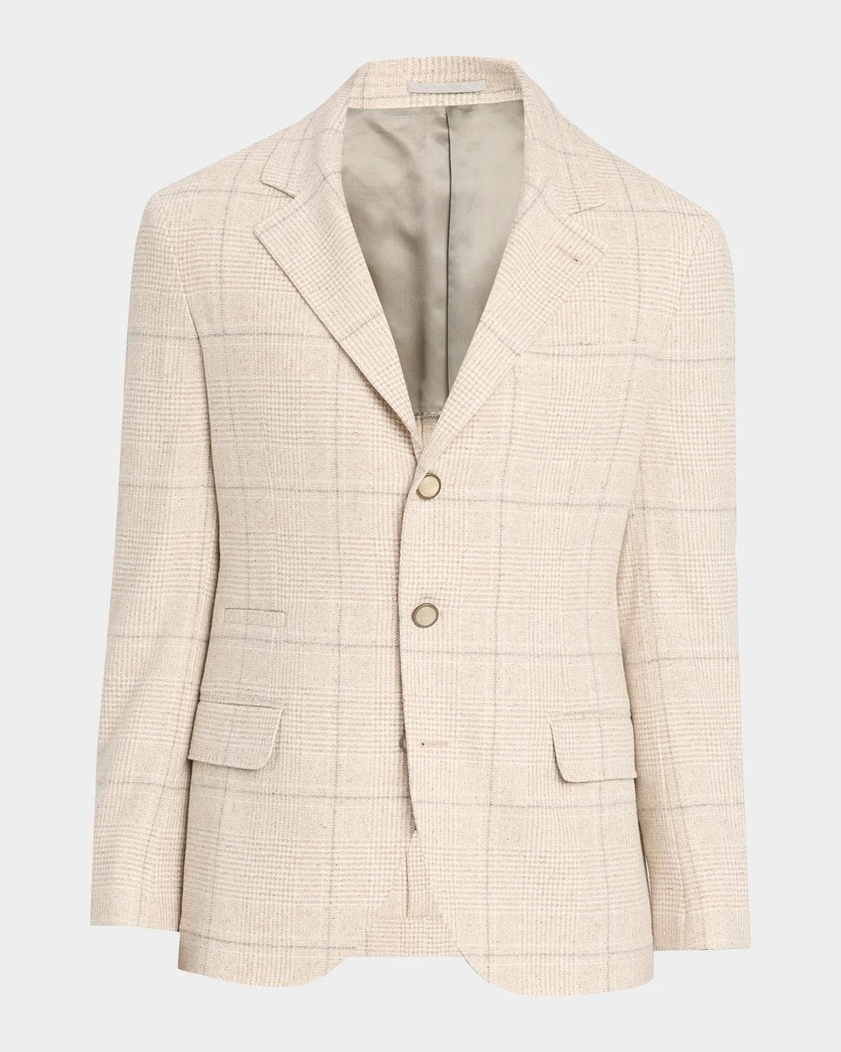 Brunello Cucinelli Men's Silk and Wool Plaid Suit Jacket