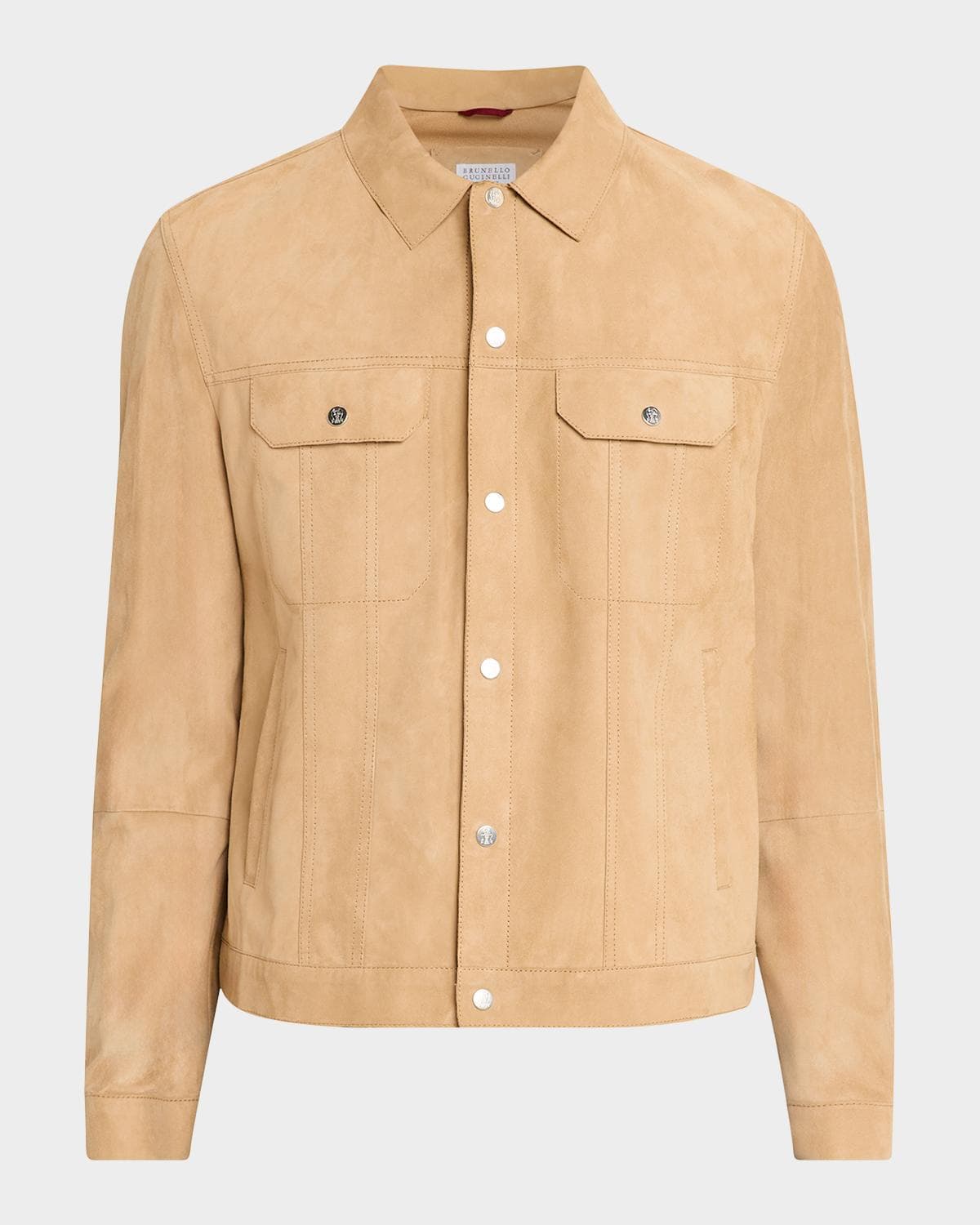 Brunello Cucinelli Men's Leather Snap-Front Jacket