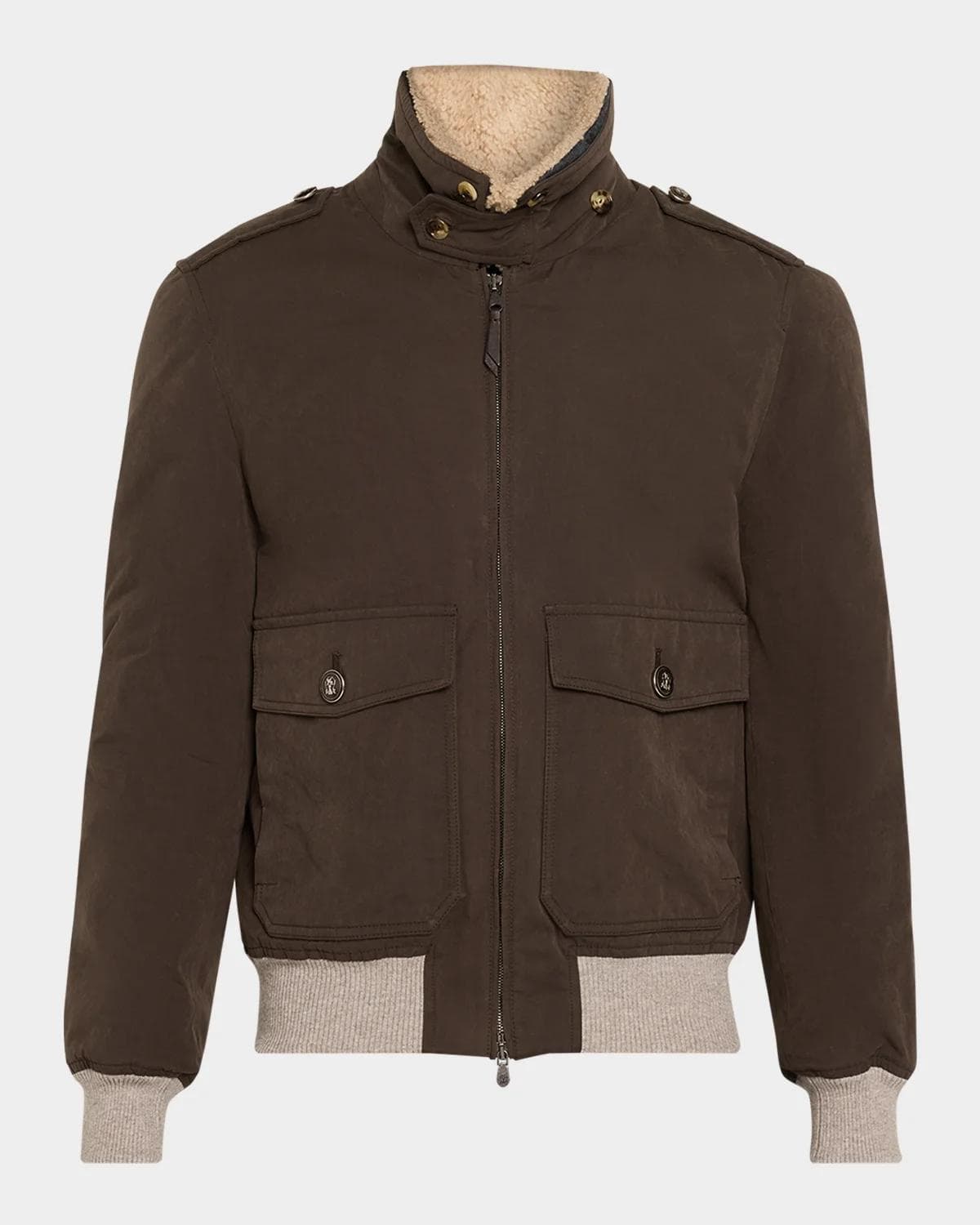 Brunello Cucinelli Men's Water-Resistant Shearling-Lined Bomber Jacket