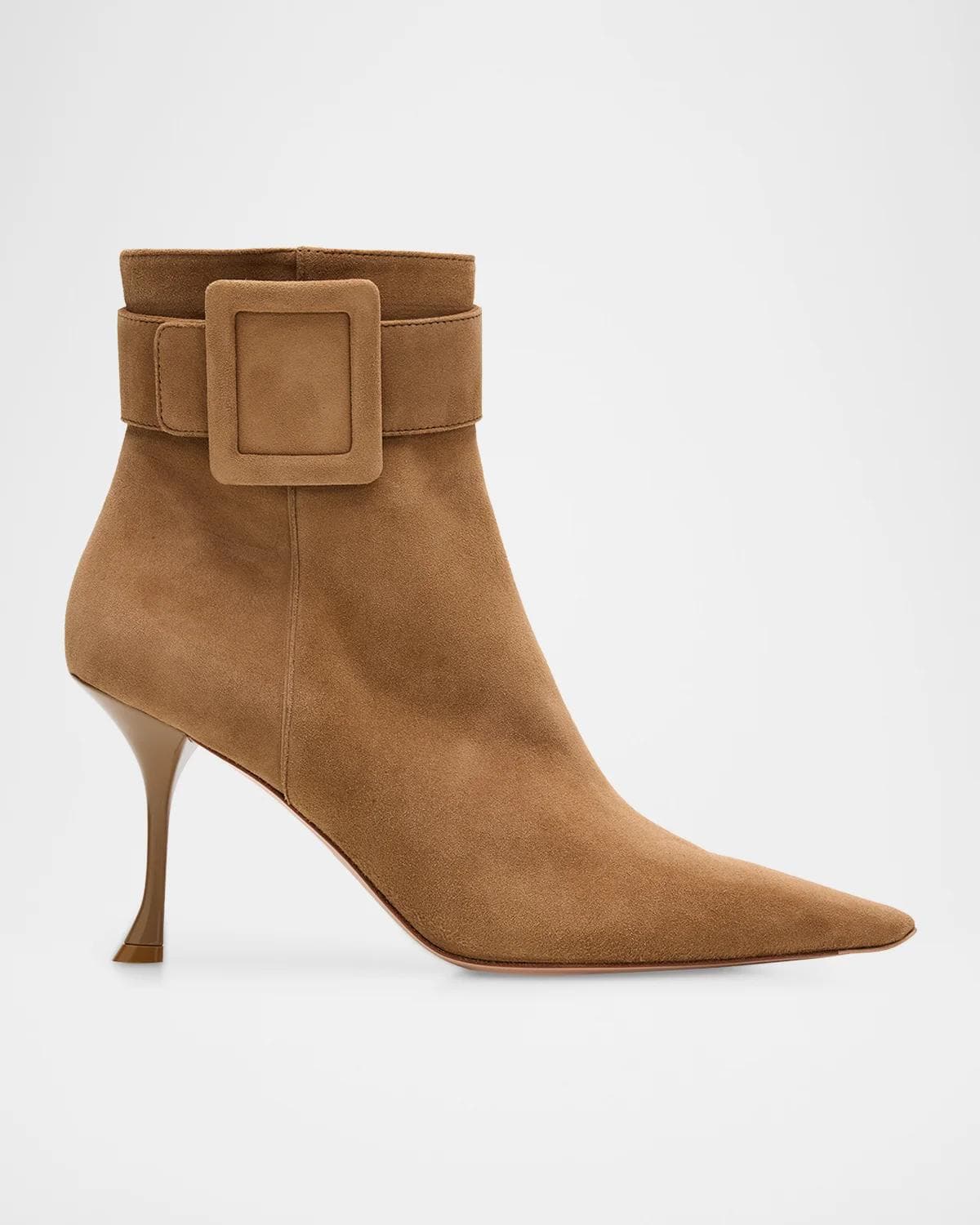 Roger Vivier Viv Ville 85MM Buckle-Detail Suede Ankle Boots