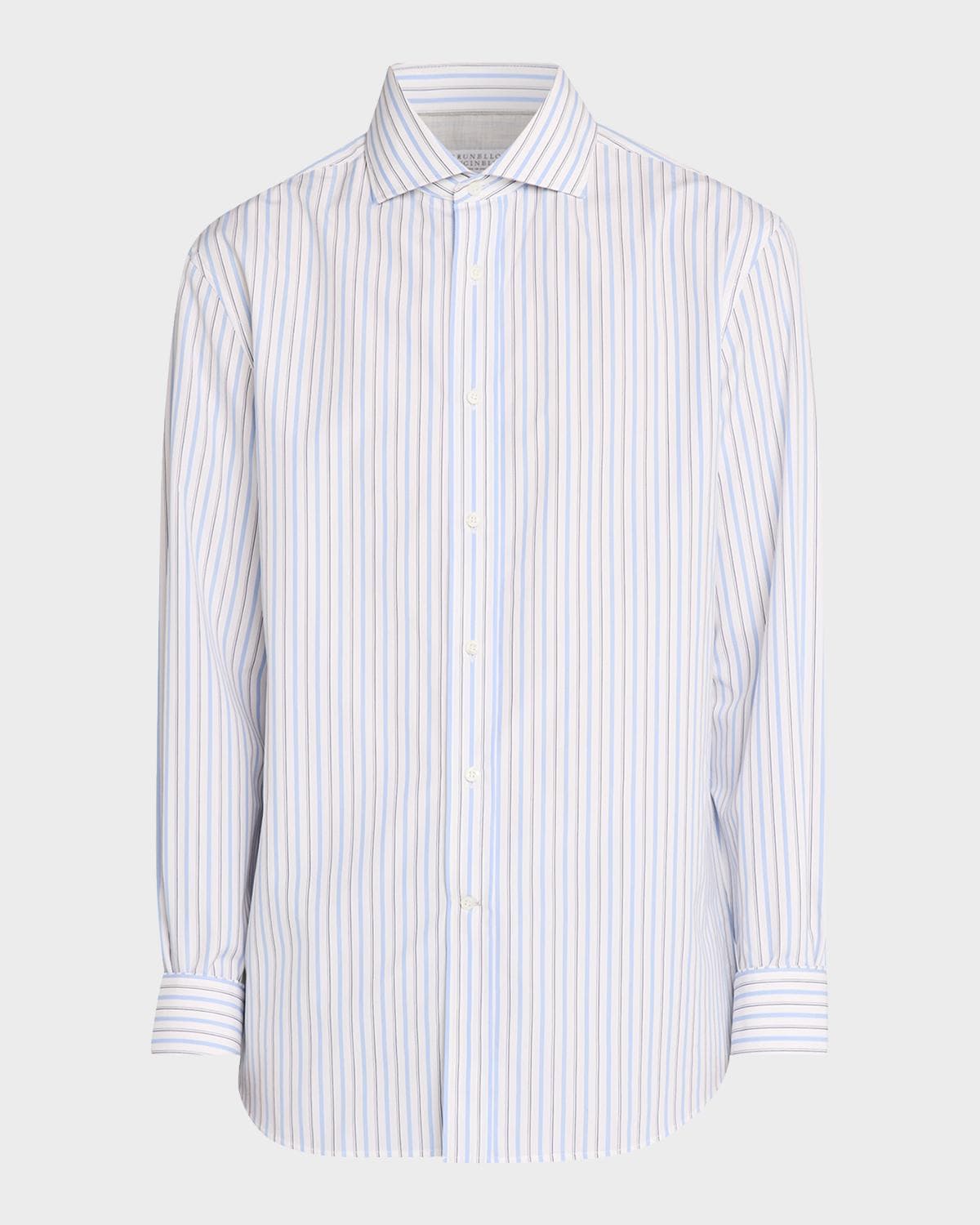 Brunello Cucinelli Men's Cotton Variegated Stripe Button-Down Shirt