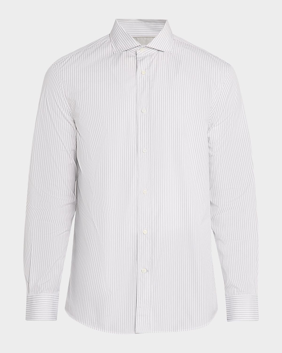 Brunello Cucinelli Men's Cotton Bachetta Stripe Button-Down Shirt