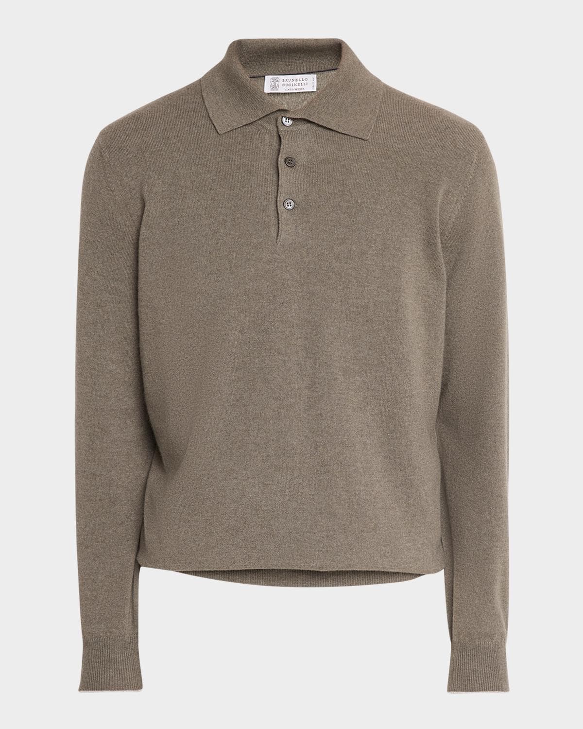Brunello Cucinelli Men's Cashmere Knit Long-Sleeve Polo Shirt