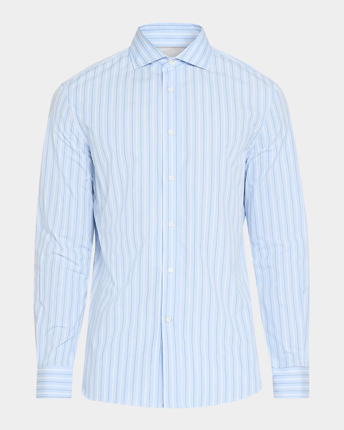 Brunello Cucinelli Men's Double-Stripe Cotton Dress Shirt